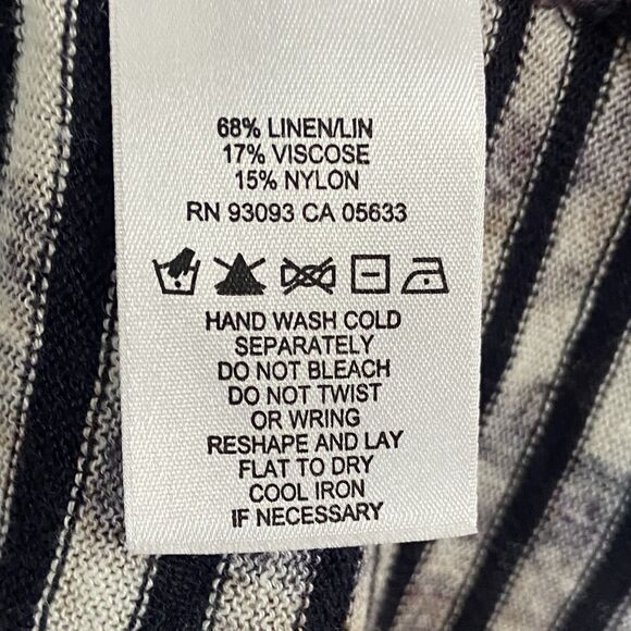 Nic Zoe Duster Cardigan Size‎ M Striped Floral Linen Blend Hi Low Lightweight - Picture 6 of 7